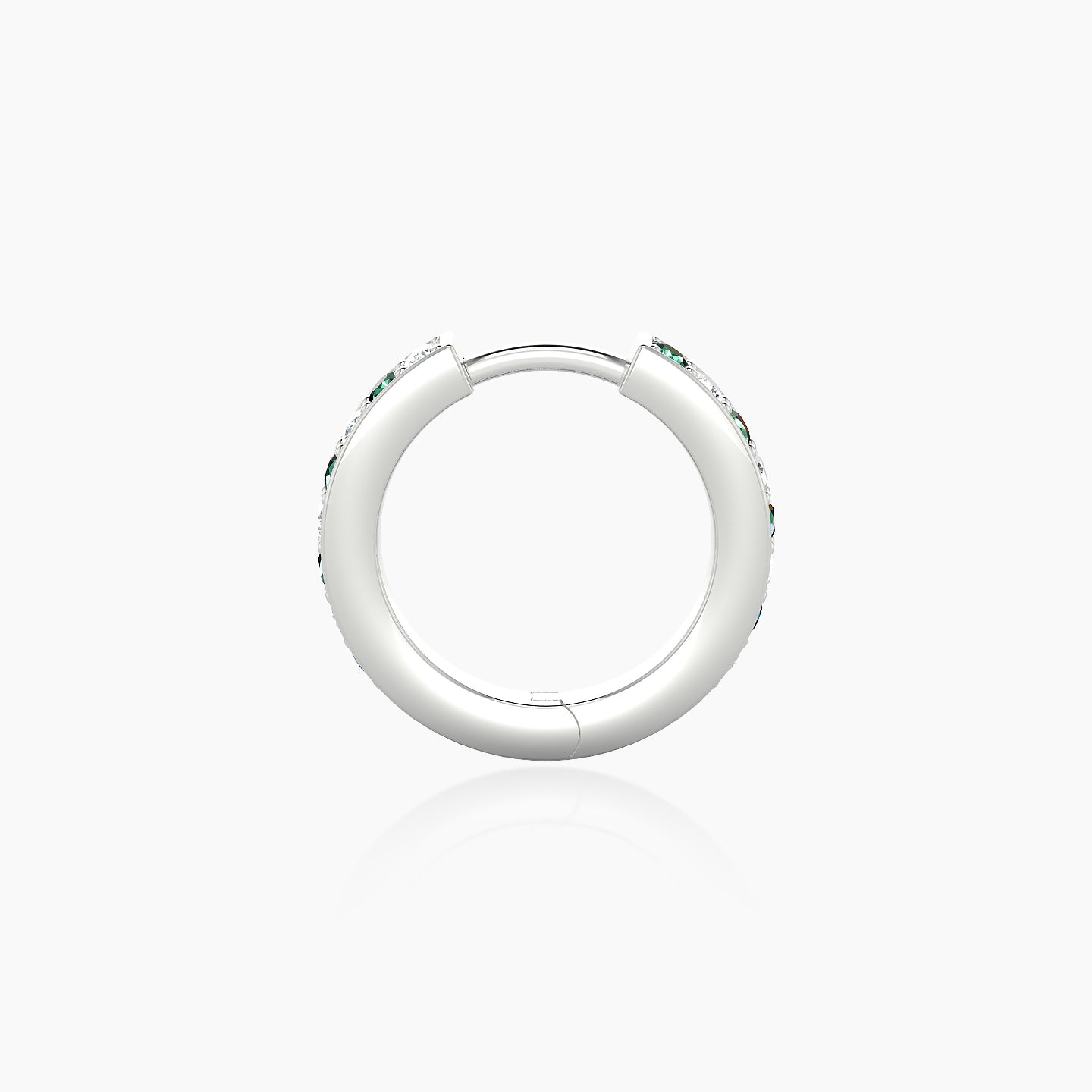 Lyssa | 18k White Gold 8 mm Emerald & Diamond Hoop Piercing