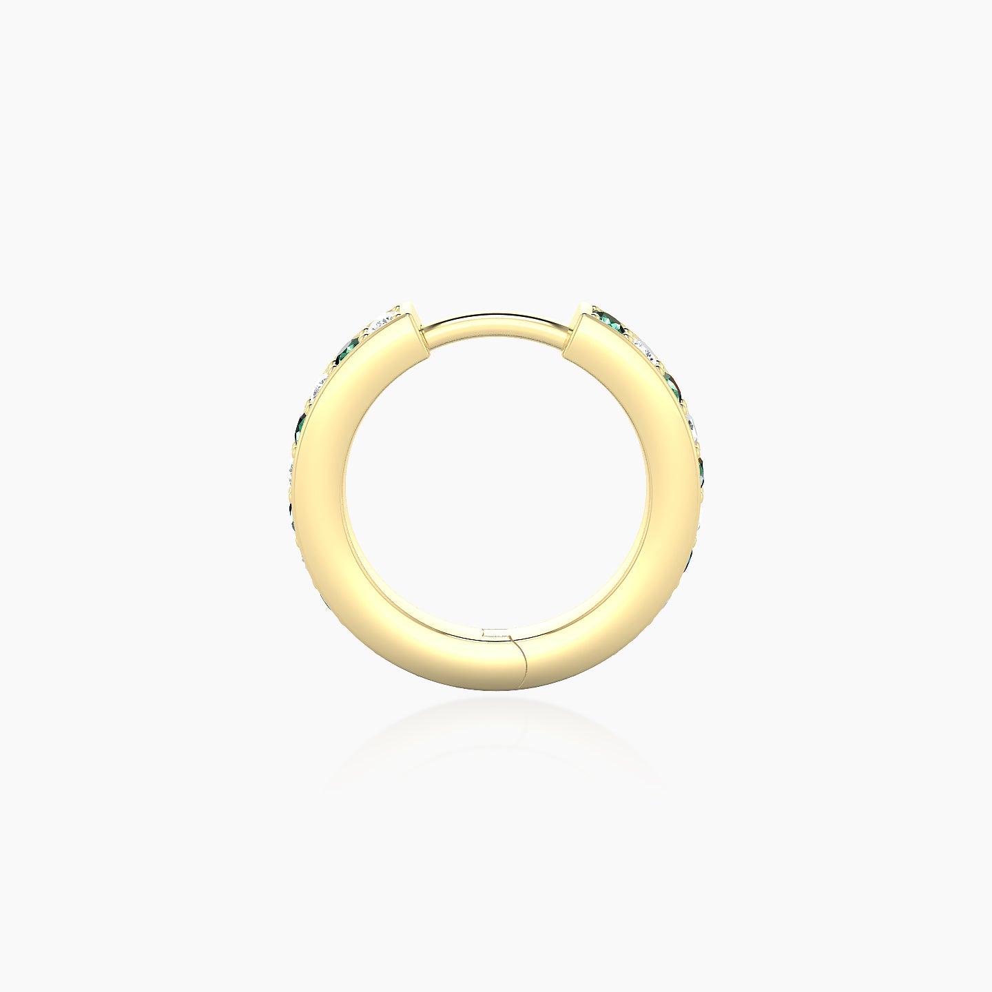 Lyssa | 18k Yellow Gold 8 mm Emerald & Diamond Hoop Piercing