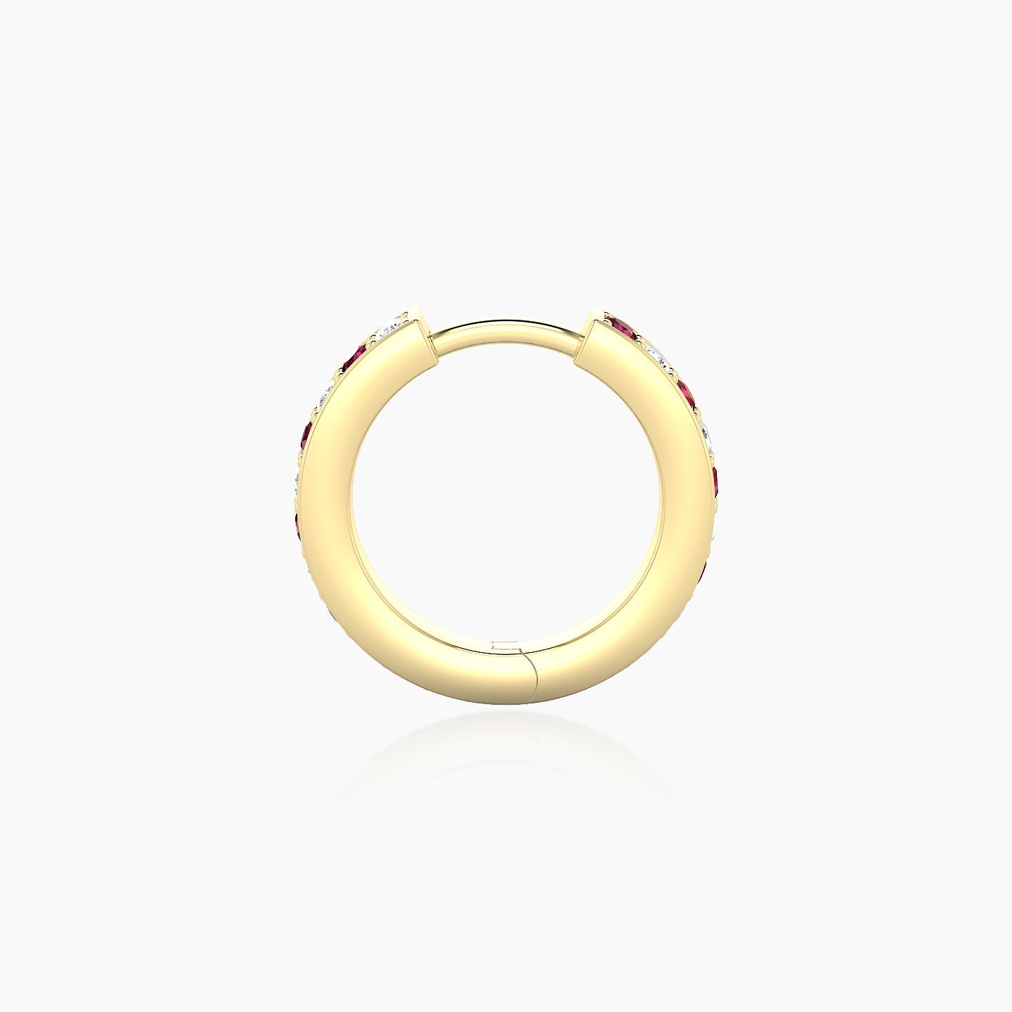 Lyssa | 18k Yellow Gold 8 mm Ruby & Diamond Hoop Piercing