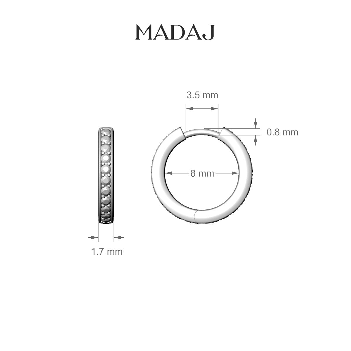 Lyssa | 18k Yellow Gold 8 mm Black Diamond Hoop Piercing