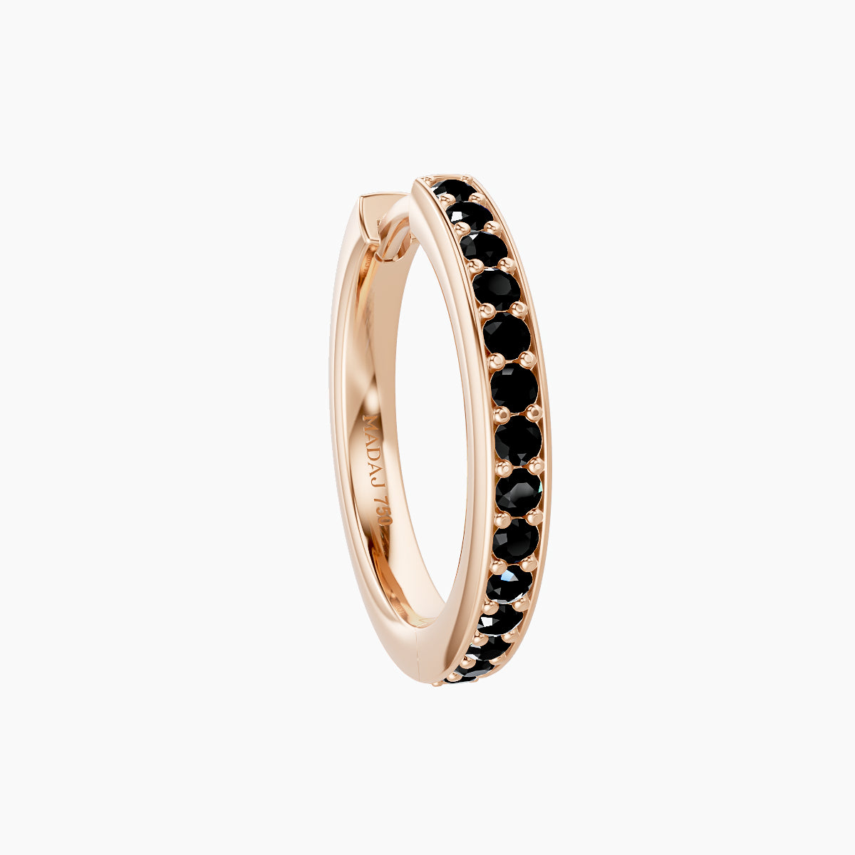 Lyssa | 18k Rose Gold 9.5 mm Black Diamond Hoop Piercing