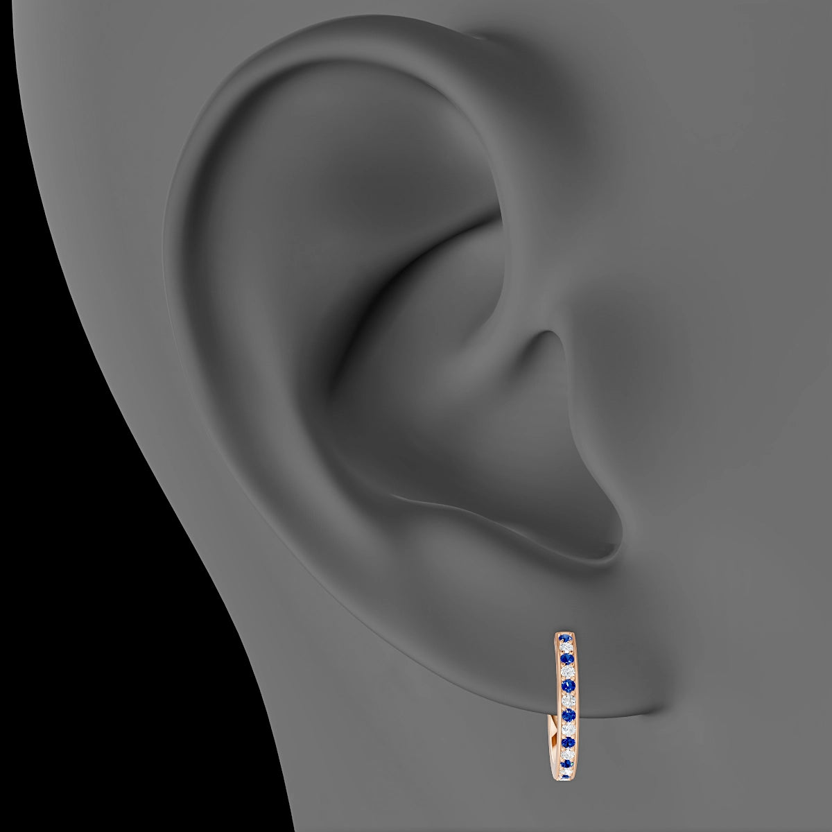 Lyssa | 18k Rose Gold 9.5 mm Sapphire & Diamond Hoop Piercing