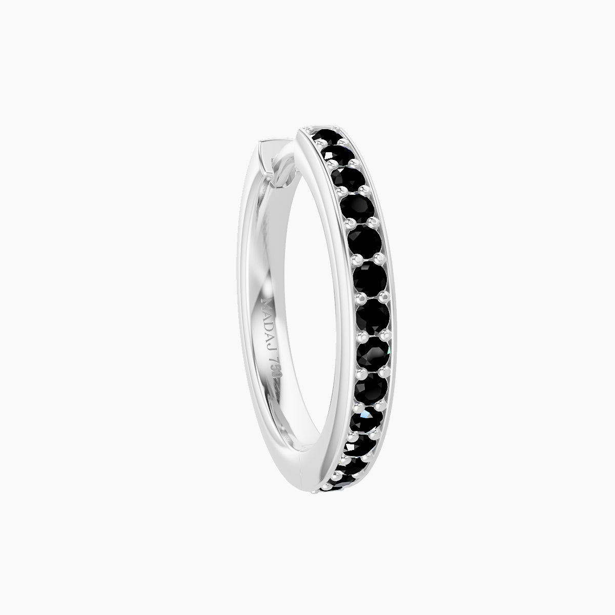 Lyssa | 18k White Gold 9.5 mm Black Diamond Hoop Piercing