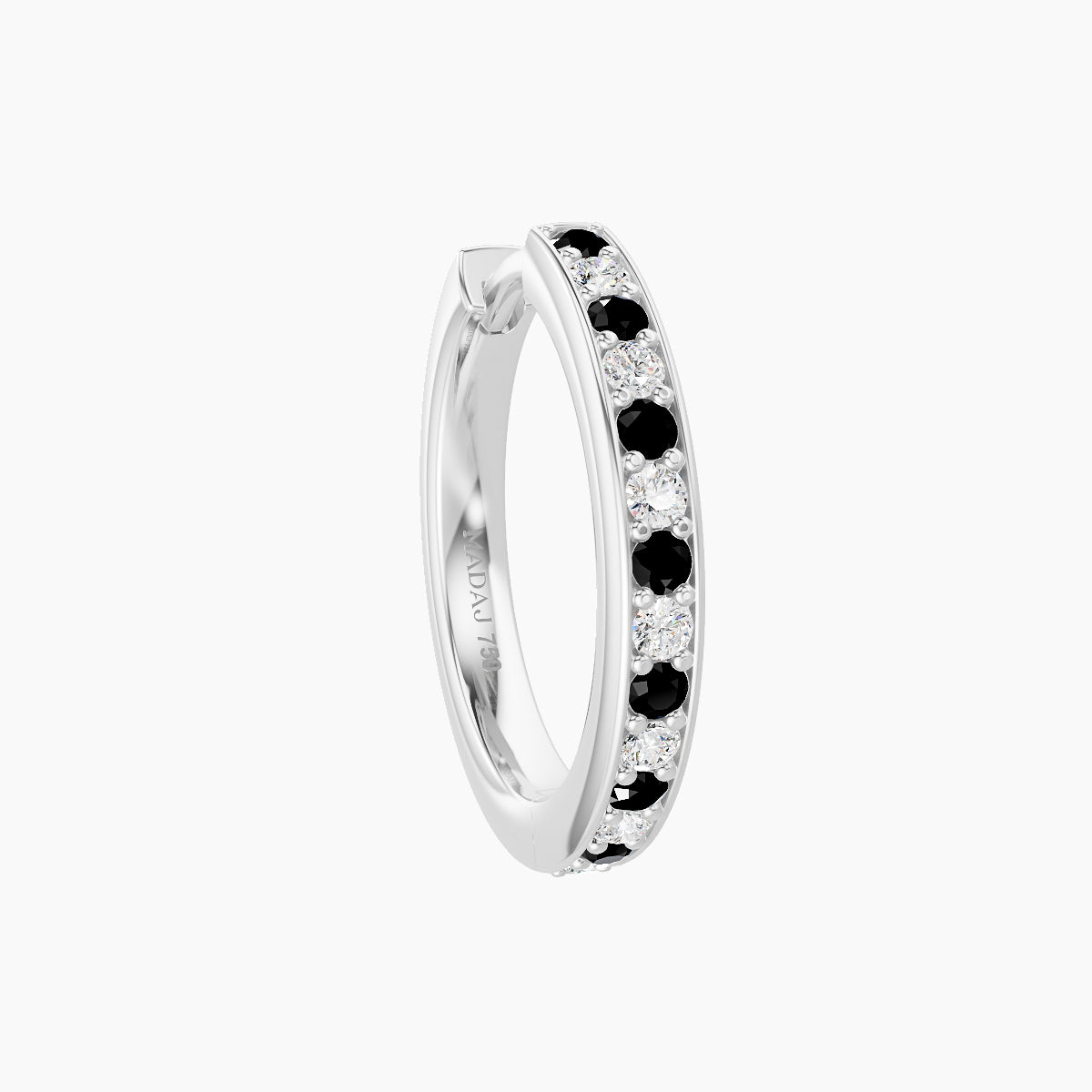 Lyssa | 18k White Gold 9.5 mm Black Diamond & Diamond Hoop Piercing