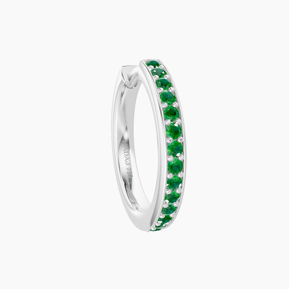 Lyssa | 18k White Gold 9.5 mm Emerald Hoop Piercing