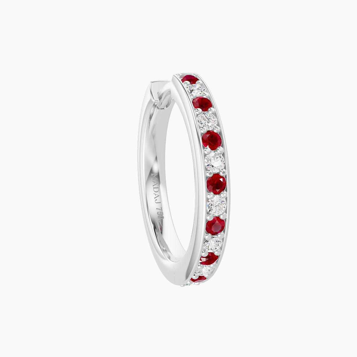 Lyssa | 18k White Gold 9.5 mm Ruby & Diamond Hoop Piercing