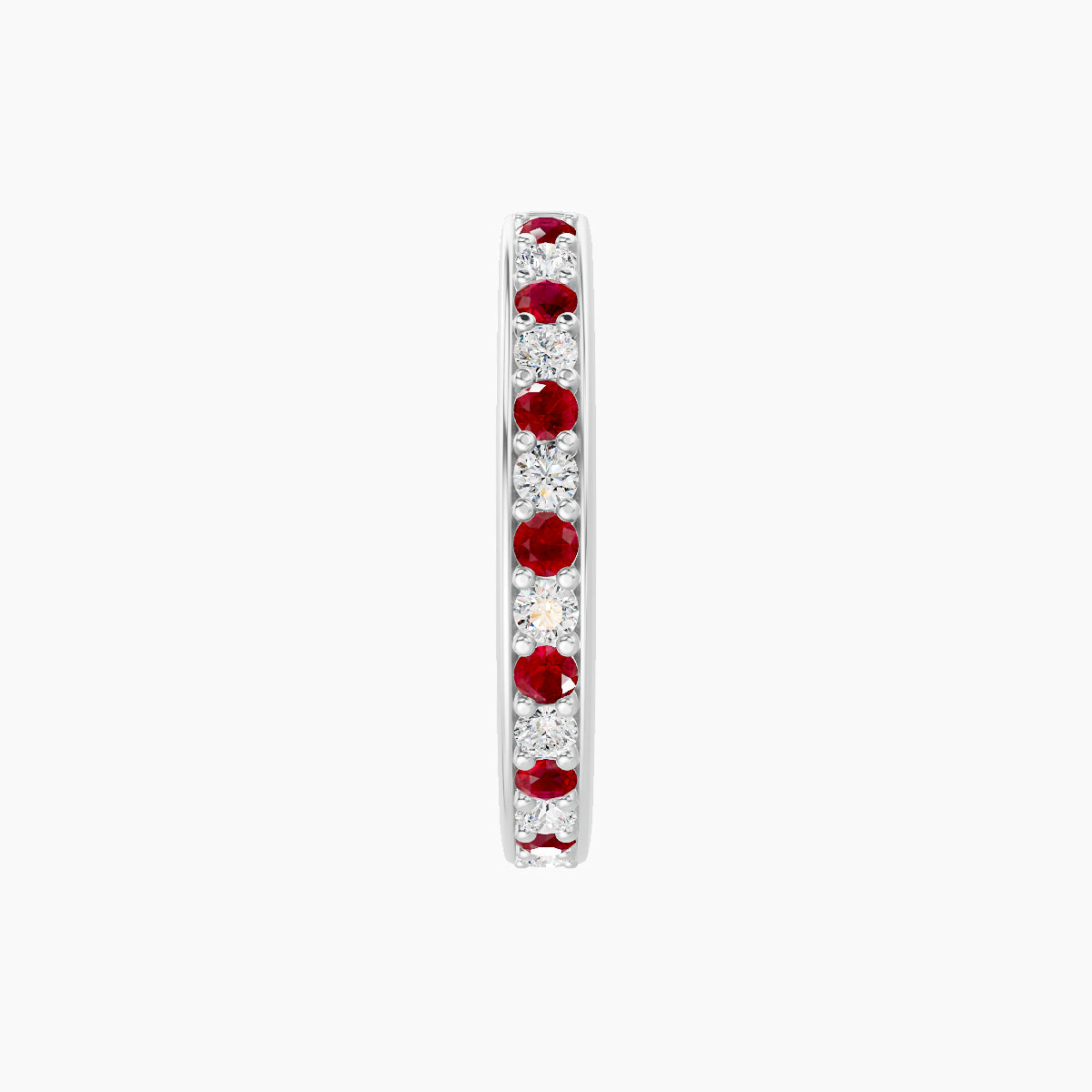 Lyssa | 18k White Gold 9.5 mm Ruby & Diamond Hoop Piercing
