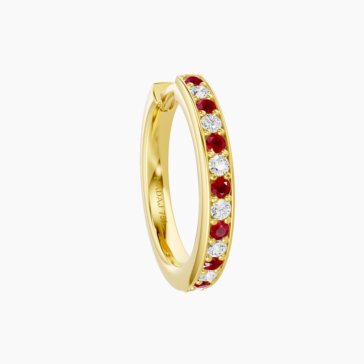Lyssa | 18k Yellow Gold 9.5 mm Ruby & Diamond Hoop Piercing