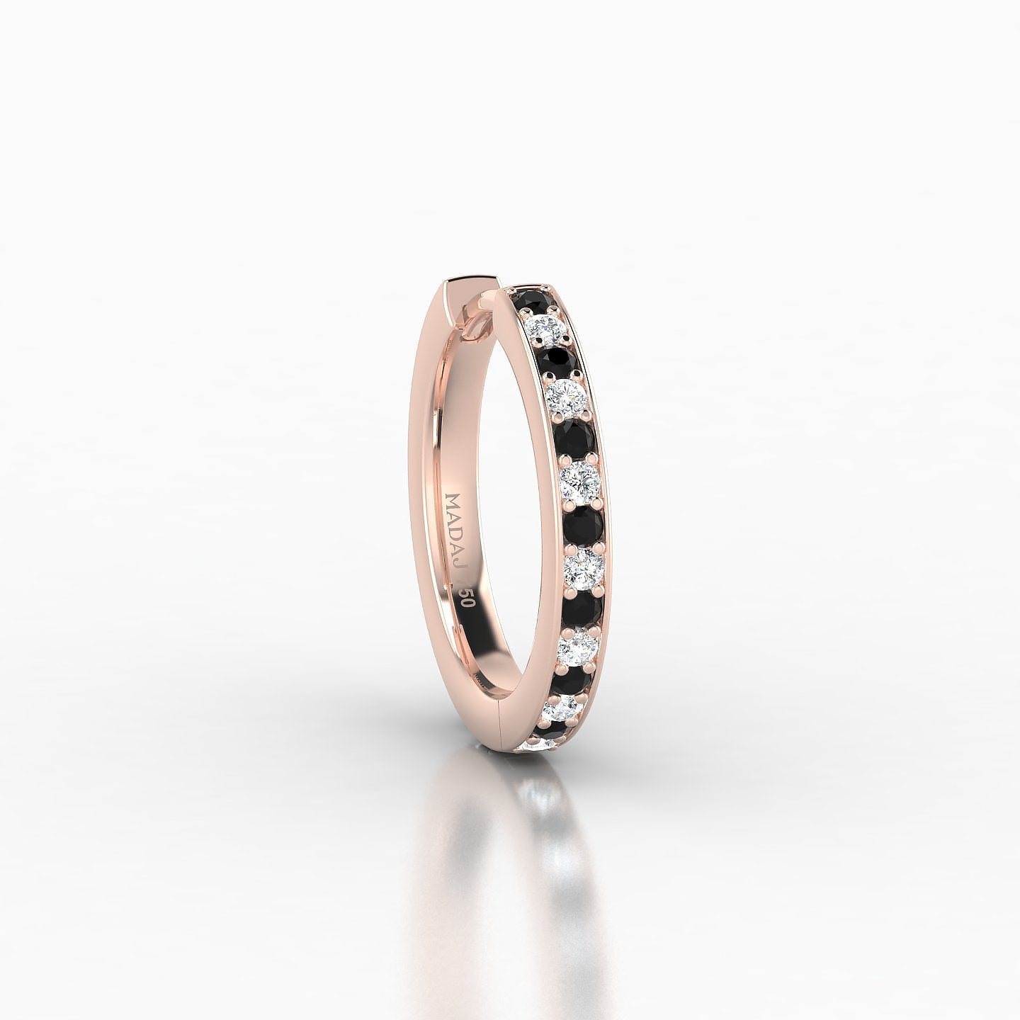 Lyssa | 18k Rose Gold 9.5 mm Black Diamond & Diamond Hoop Piercing