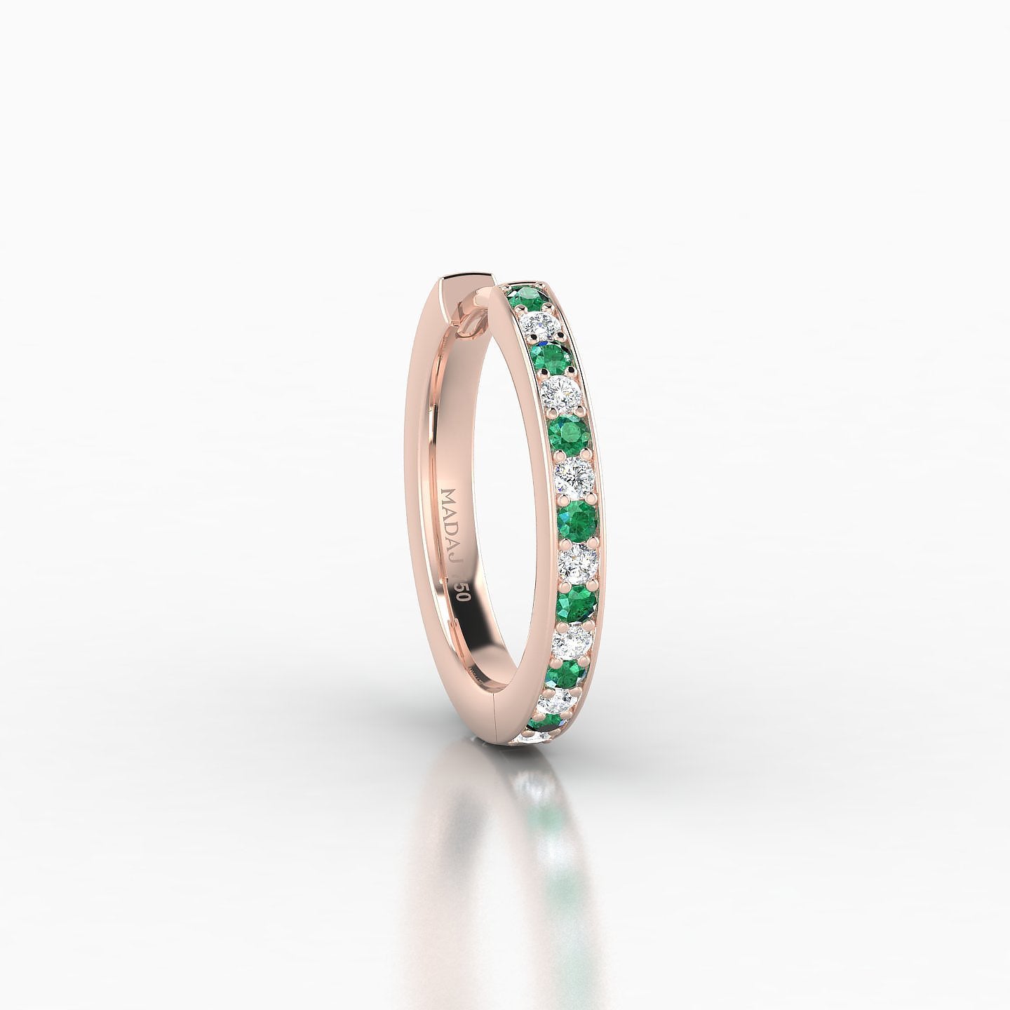 Lyssa | 18k Rose Gold 9.5 mm Emerald & Diamond Hoop Piercing