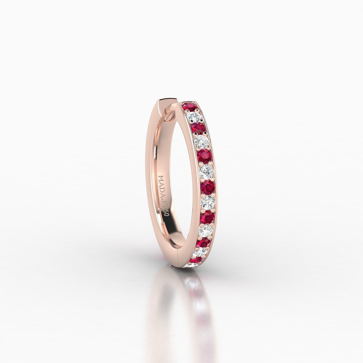 Lyssa | 18k Rose Gold 9.5 mm Ruby & Diamond Hoop Piercing