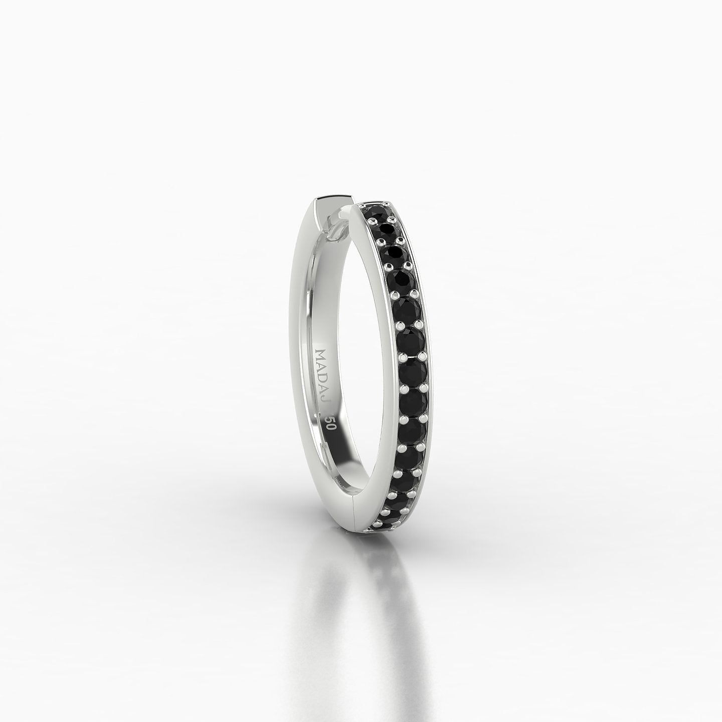 Lyssa | 18k White Gold 9.5 mm Black Diamond Hoop Piercing