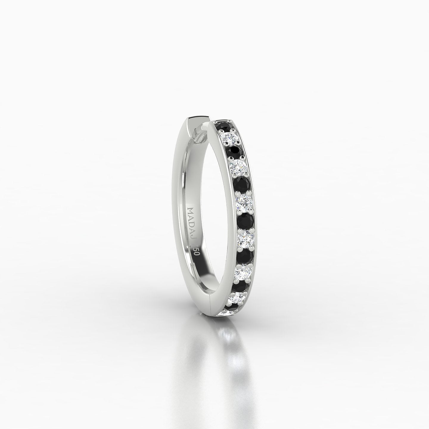 Lyssa | 18k White Gold 9.5 mm Black Diamond & Diamond Hoop Piercing