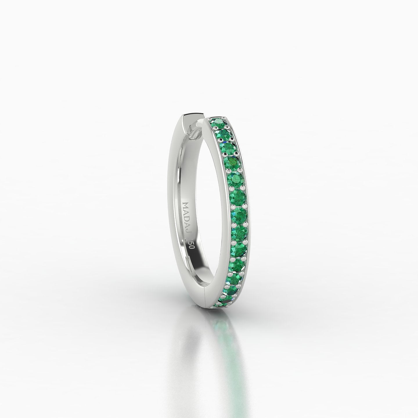 Lyssa | 18k White Gold 9.5 mm Emerald Hoop Piercing