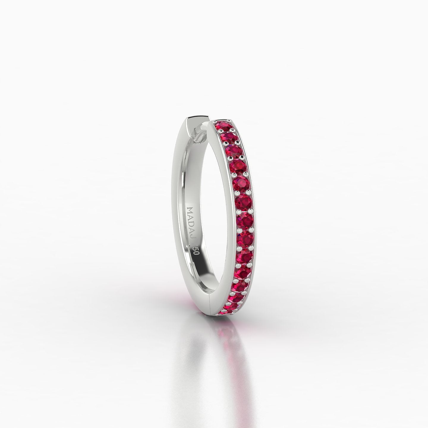 Lyssa | 18k White Gold 9.5 mm Ruby Hoop Piercing