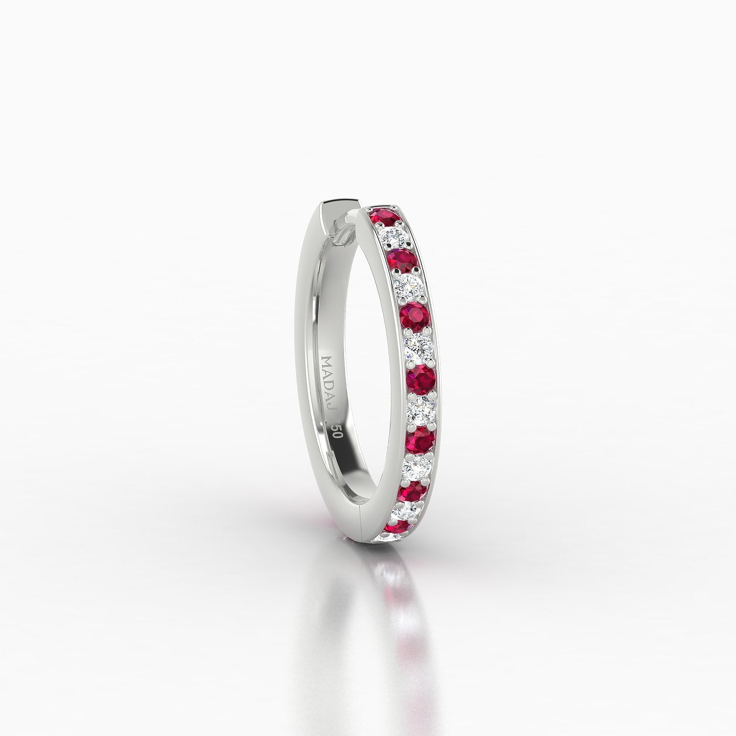 Lyssa | 18k White Gold 9.5 mm Ruby & Diamond Hoop Piercing