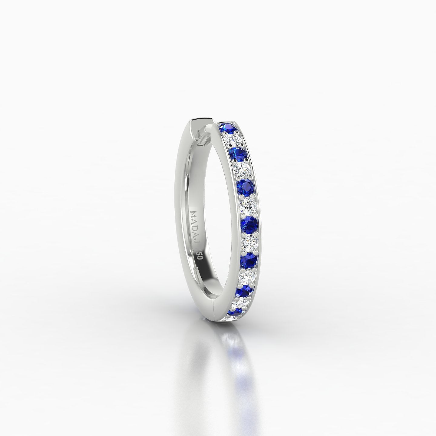 Lyssa | 18k White Gold 9.5 mm Sapphire & Diamond Hoop Piercing