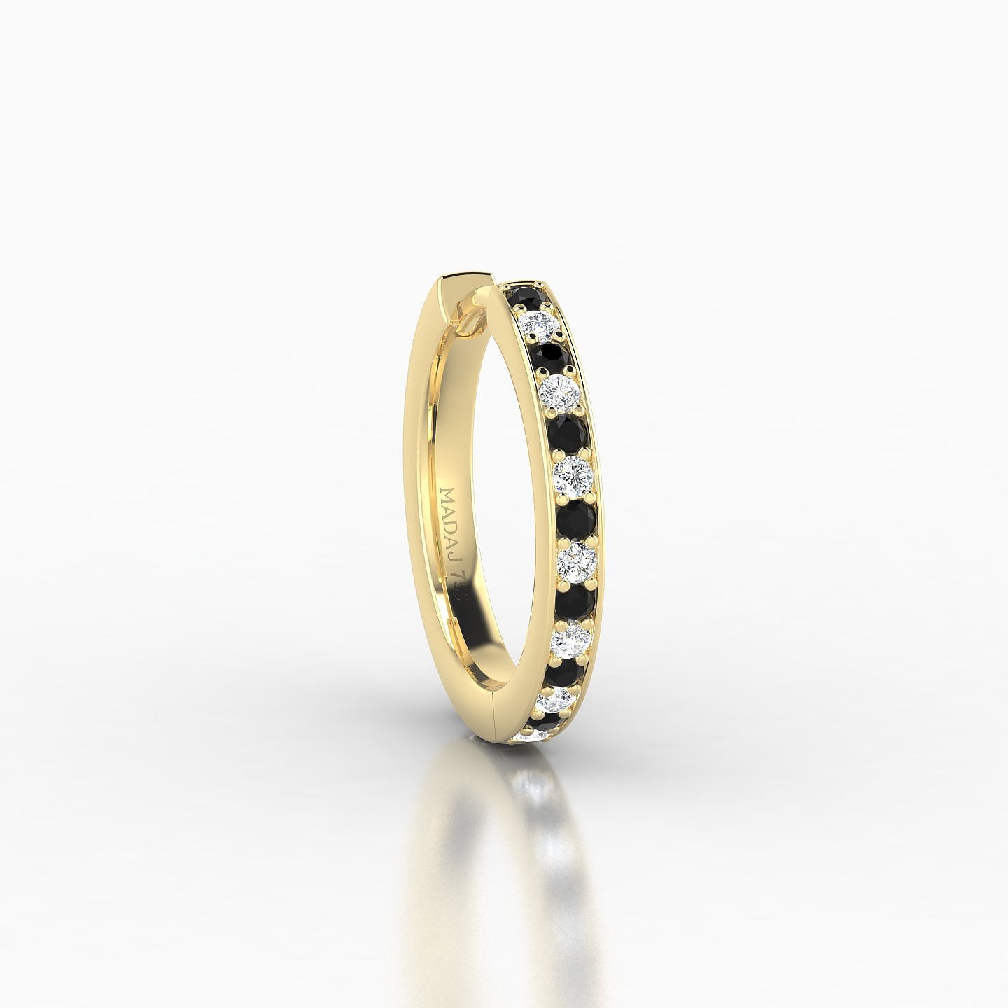 Lyssa | 18k Yellow Gold 9.5 mm Black Diamond & Diamond Hoop Piercing