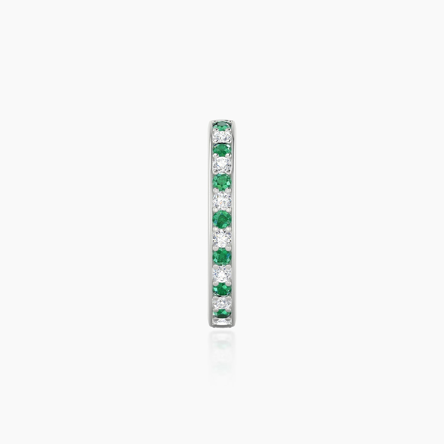 Lyssa | 18k White Gold 9.5 mm Emerald & Diamond Hoop Piercing