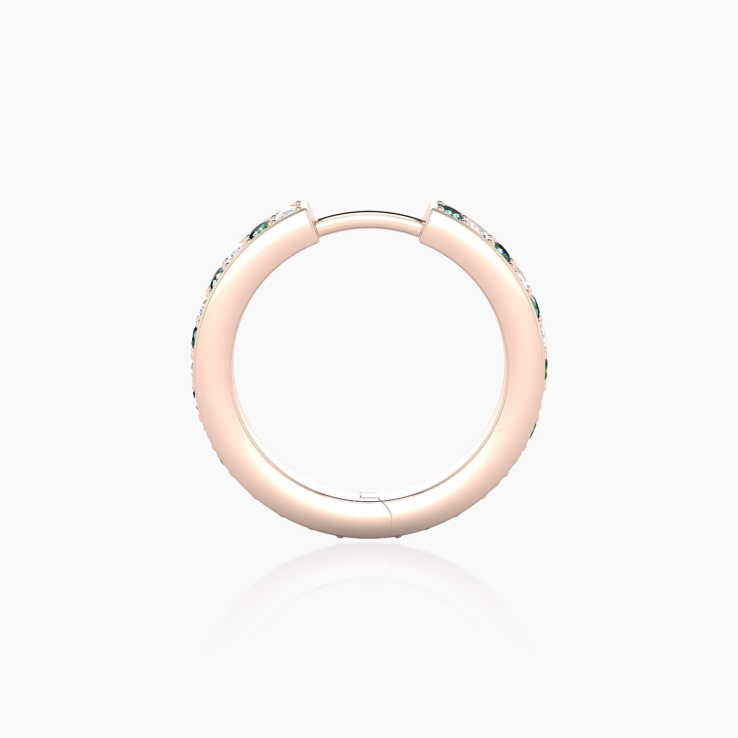 Lyssa | 18k Rose Gold 9.5 mm Emerald & Diamond Hoop Piercing