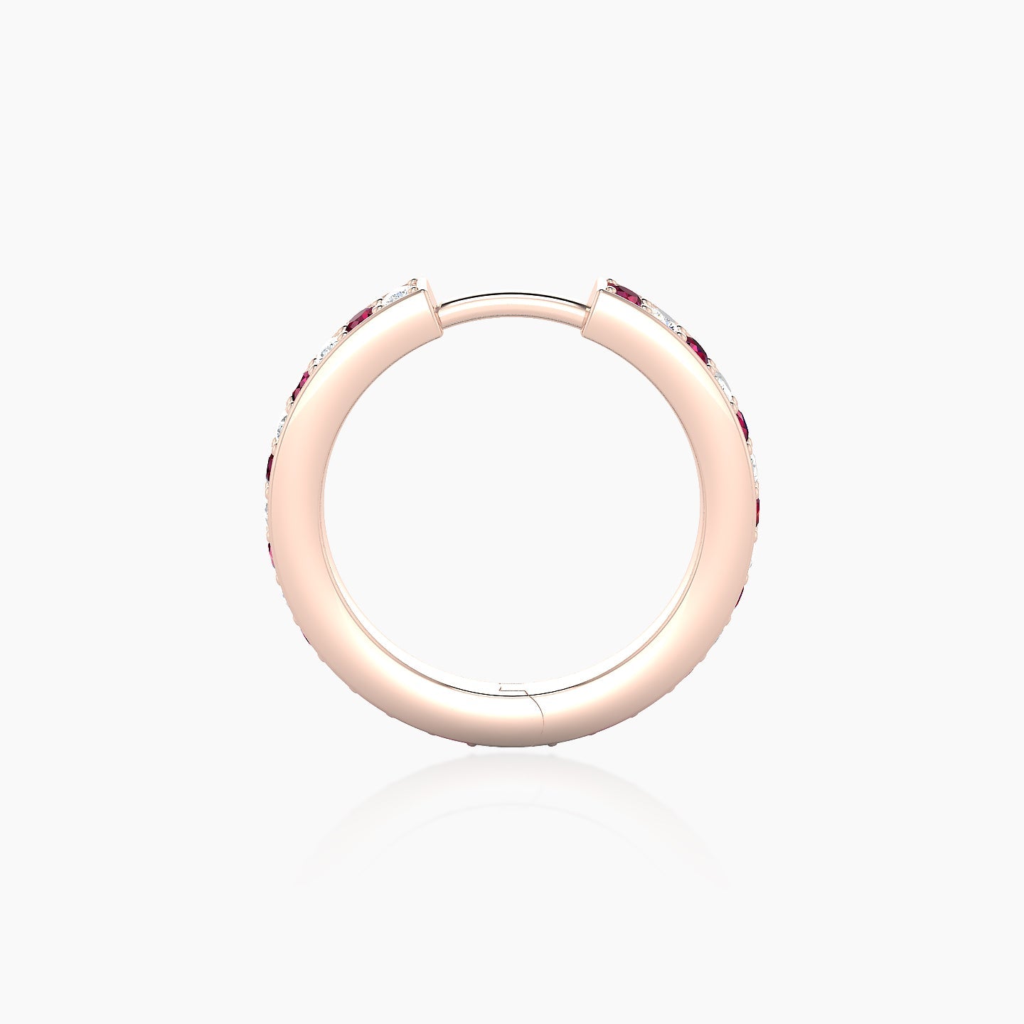 Lyssa | 18k Rose Gold 9.5 mm Ruby & Diamond Hoop Piercing