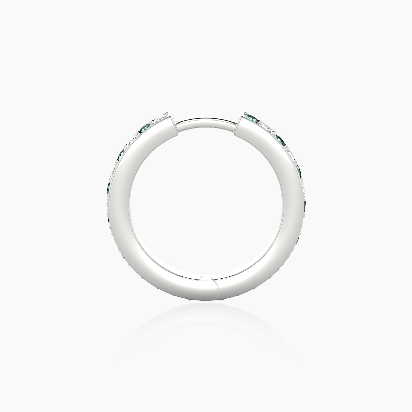 Lyssa | 18k White Gold 9.5 mm Emerald & Diamond Hoop Piercing