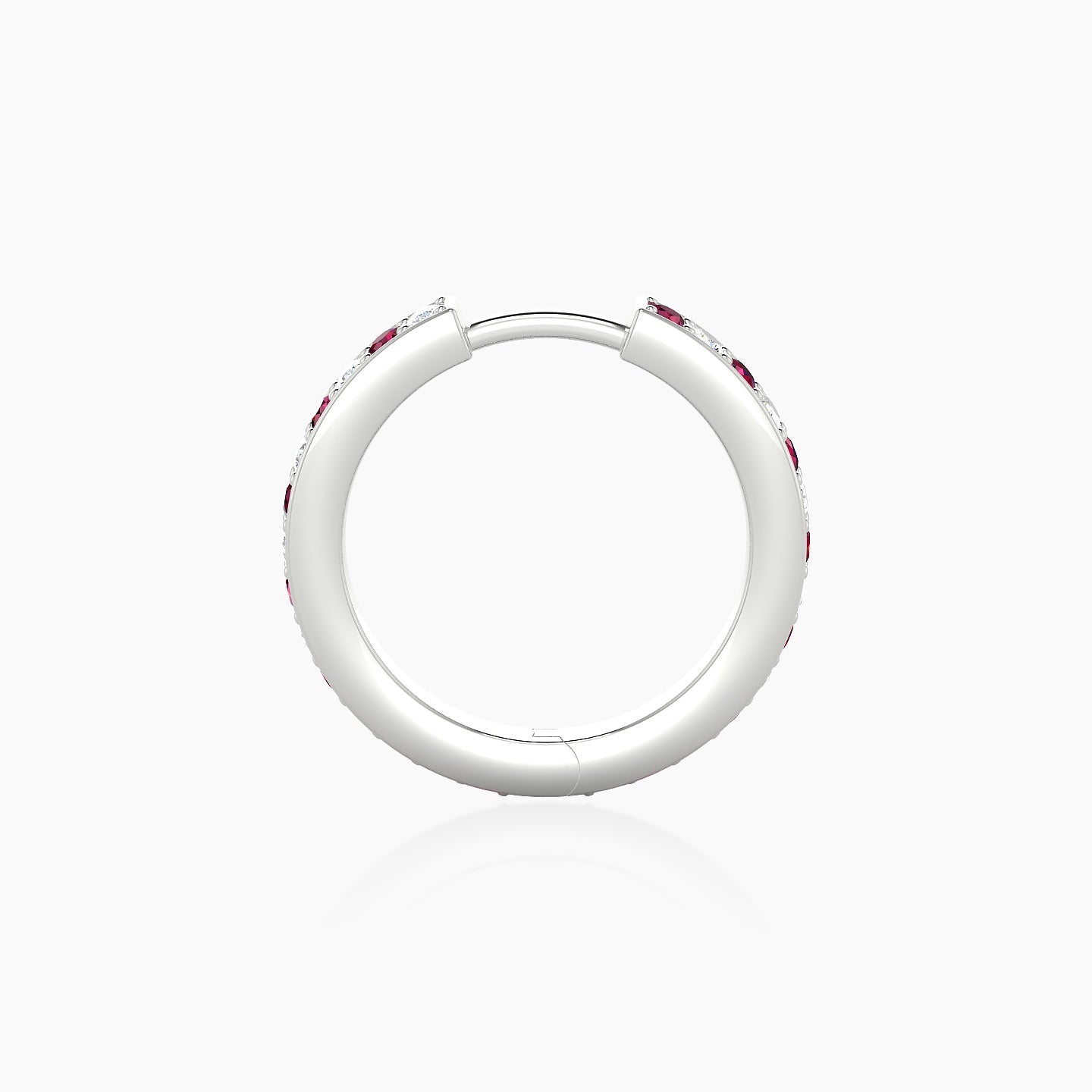 Lyssa | 18k White Gold 9.5 mm Ruby & Diamond Hoop Piercing