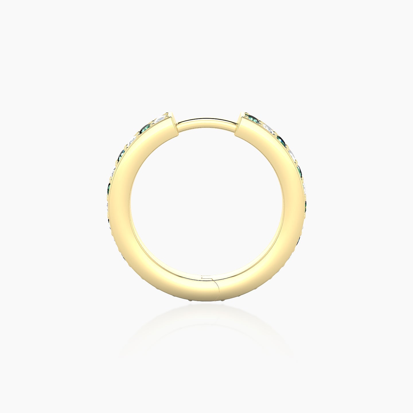 Lyssa | 18k Yellow Gold 9.5 mm Emerald & Diamond Hoop Piercing