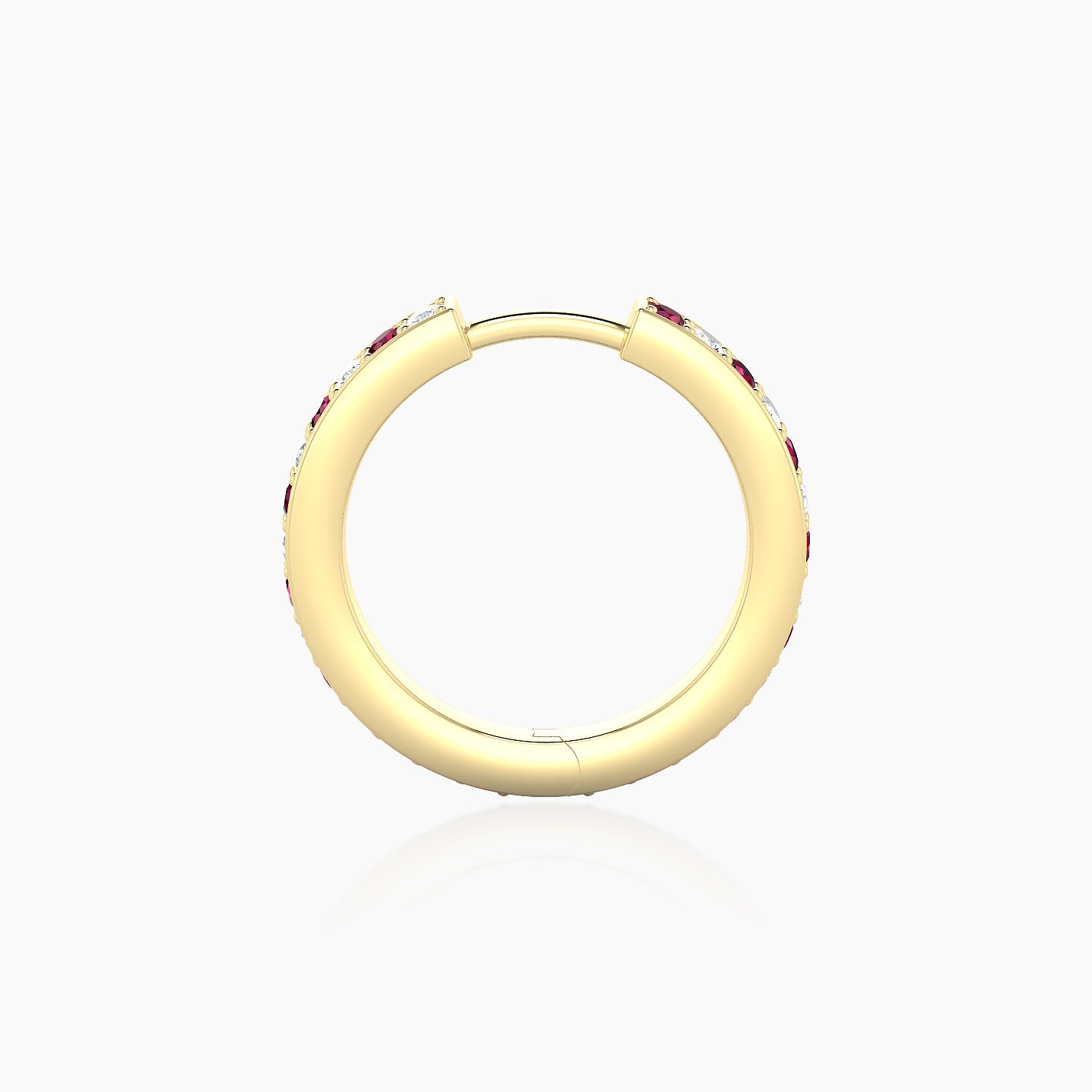 Lyssa | 18k Yellow Gold 9.5 mm Ruby & Diamond Hoop Piercing