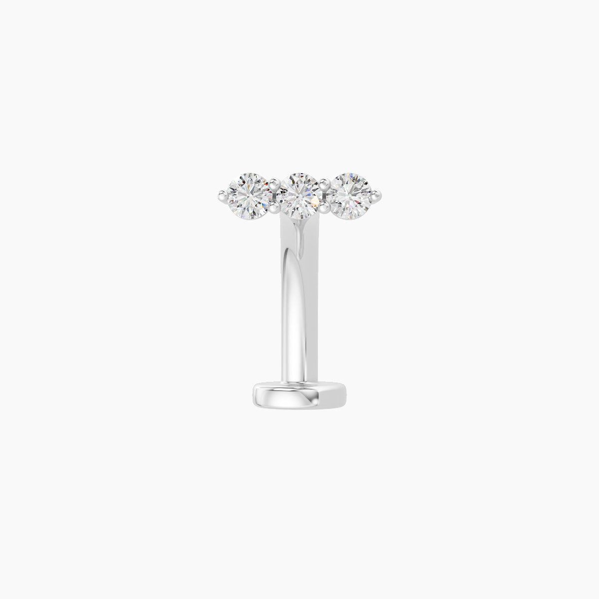 Ma'at | 18k White Gold 6.5 mm 10 mm Trilogy Diamond Floating Navel Piercing