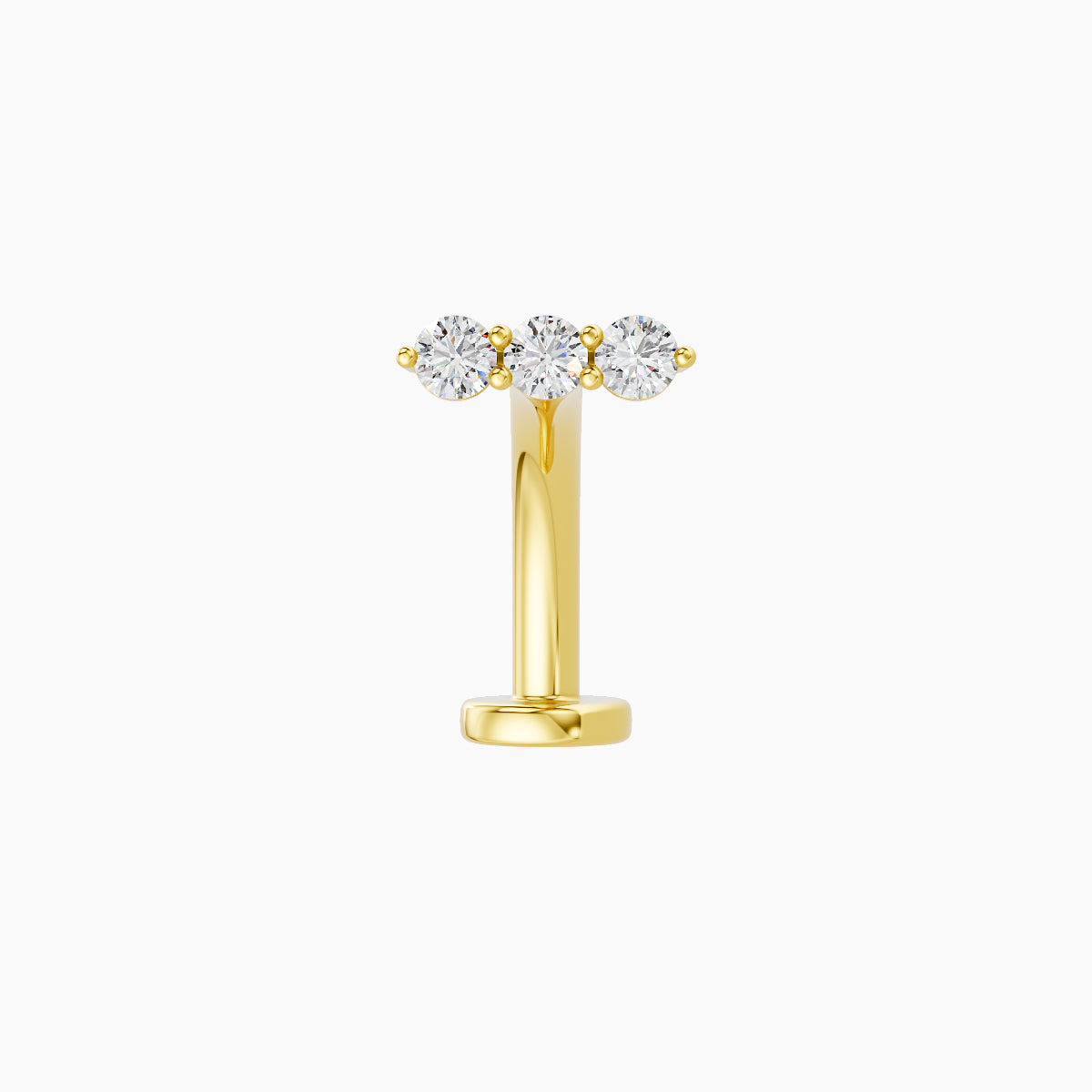 Ma'at | 18k Yellow Gold 6.5 mm 10 mm Trilogy Diamond Floating Navel Piercing