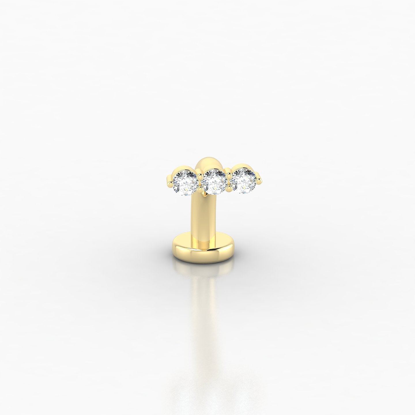 Ma'at | 18k Yellow Gold 10 mm 6.5 mm Trilogy Diamond Floating Navel Piercing