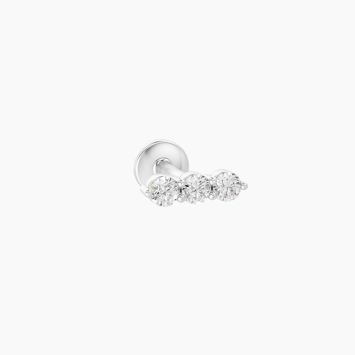 Ma'at | 18k White Gold 6.5 mm 5 mm Trilogy Diamond Piercing