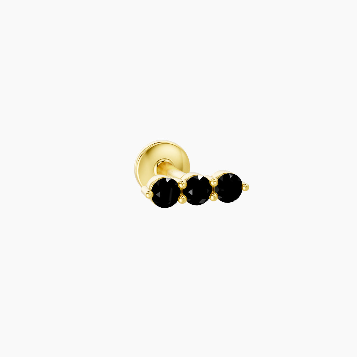 Ma'at | 18k Yellow Gold 5 mm 6.5 mm Trilogy Black Diamond Piercing