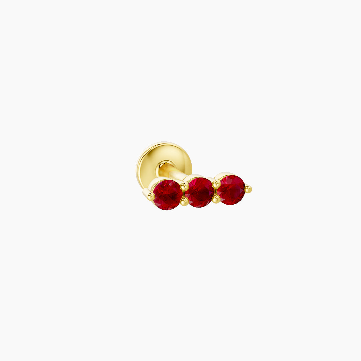Ma'at | 18k Yellow Gold 5 mm 6.5 mm Trilogy Ruby Piercing