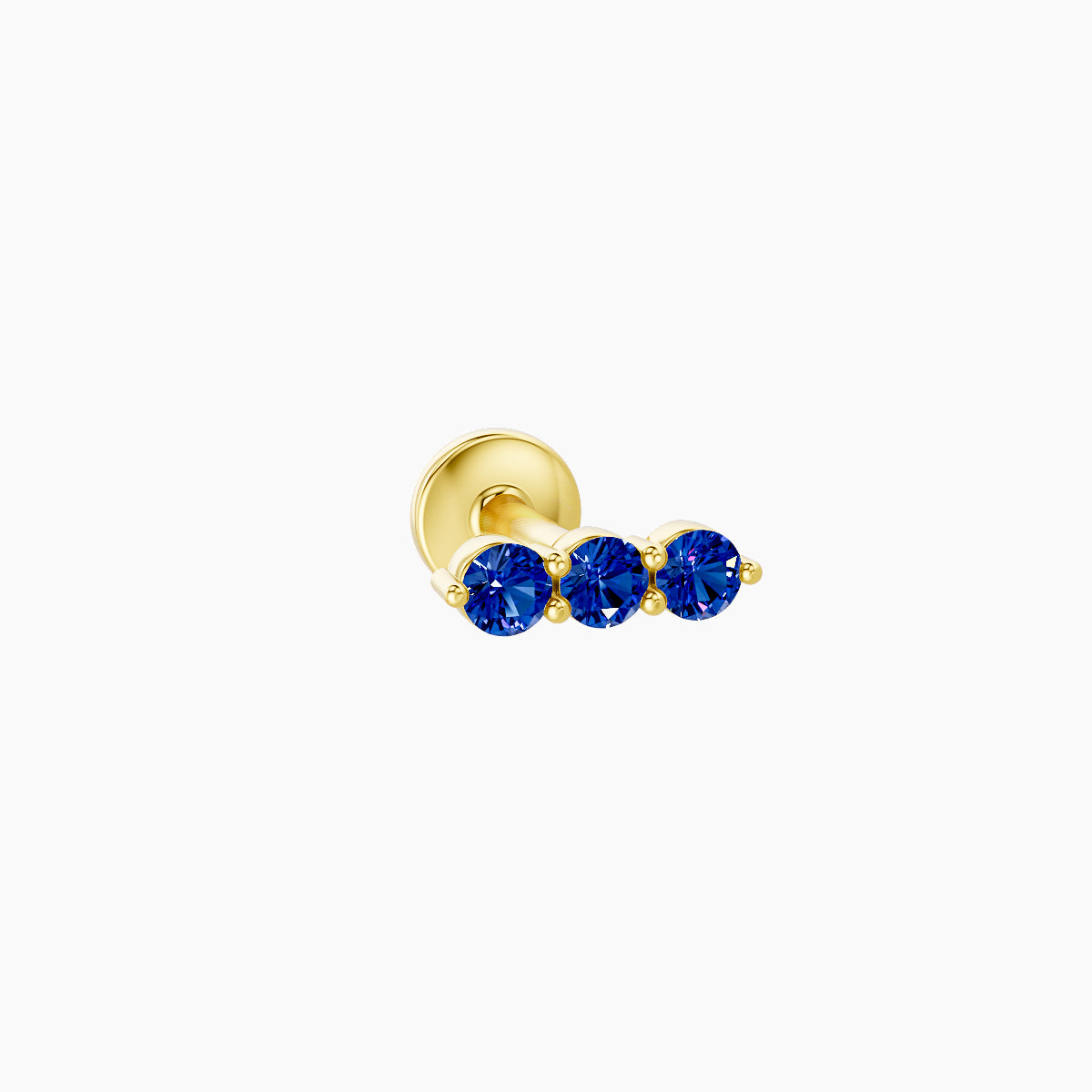Ma'at | 18k Yellow Gold 5 mm 6.5 mm Trilogy Sapphire Piercing