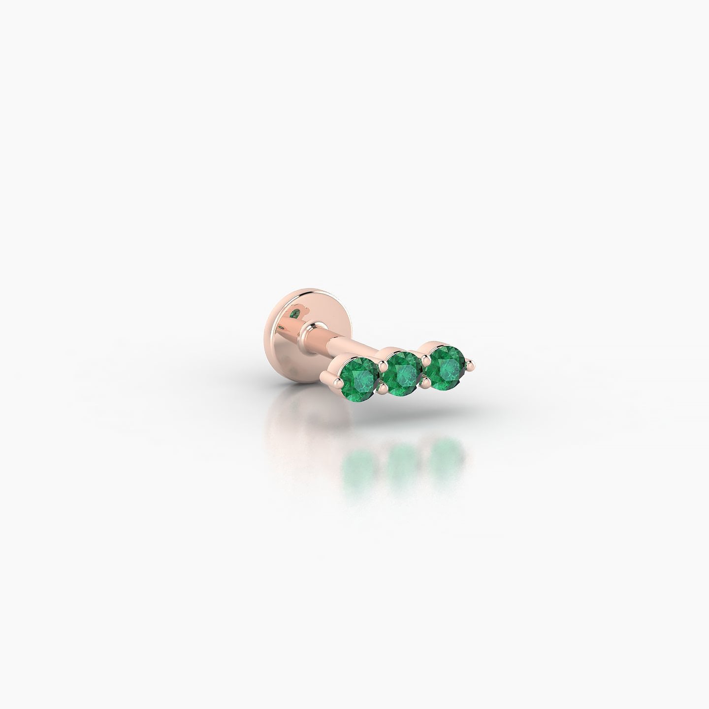 Ma'at | 18k Rose Gold 5 mm 6.5 mm Trilogy Emerald Piercing