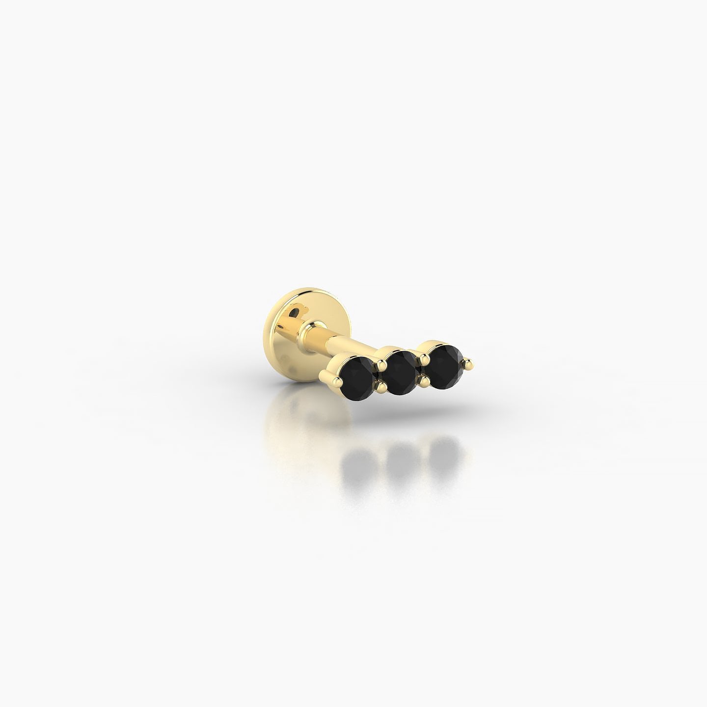 Ma'at | 18k Yellow Gold 5 mm 6.5 mm Trilogy Black Diamond Piercing