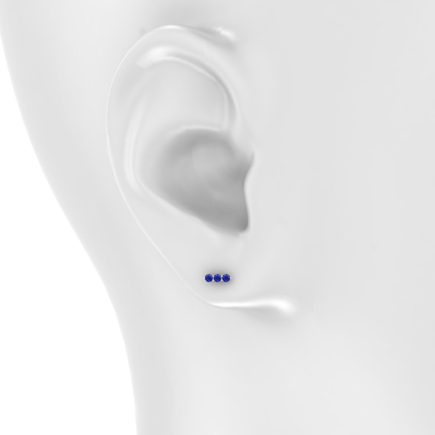 Ma'at | 18k White Gold 5 mm 6.5 mm Trilogy Sapphire Piercing