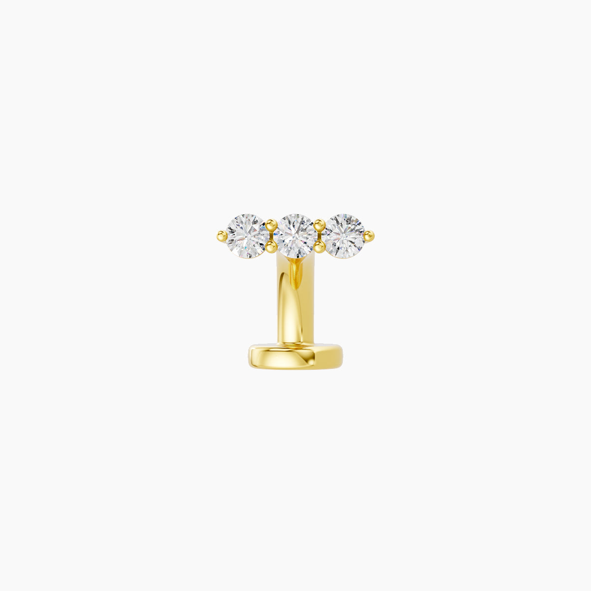 Ma'at | 18k Yellow Gold 6.5 mm 6 mm Trilogy Diamond Floating Navel Piercing