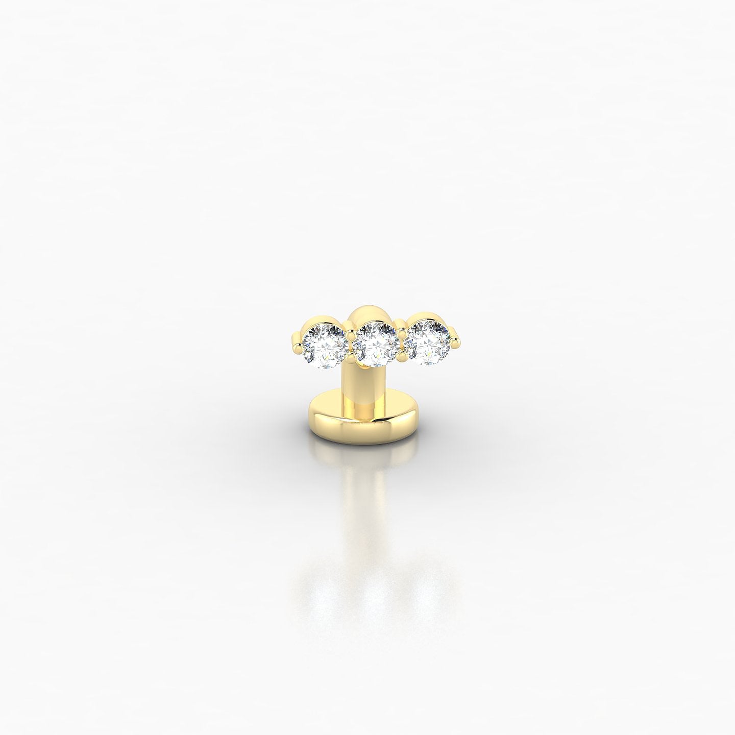 Ma'at | 18k Yellow Gold 6 mm 6.5 mm Trilogy Diamond Floating Navel Piercing