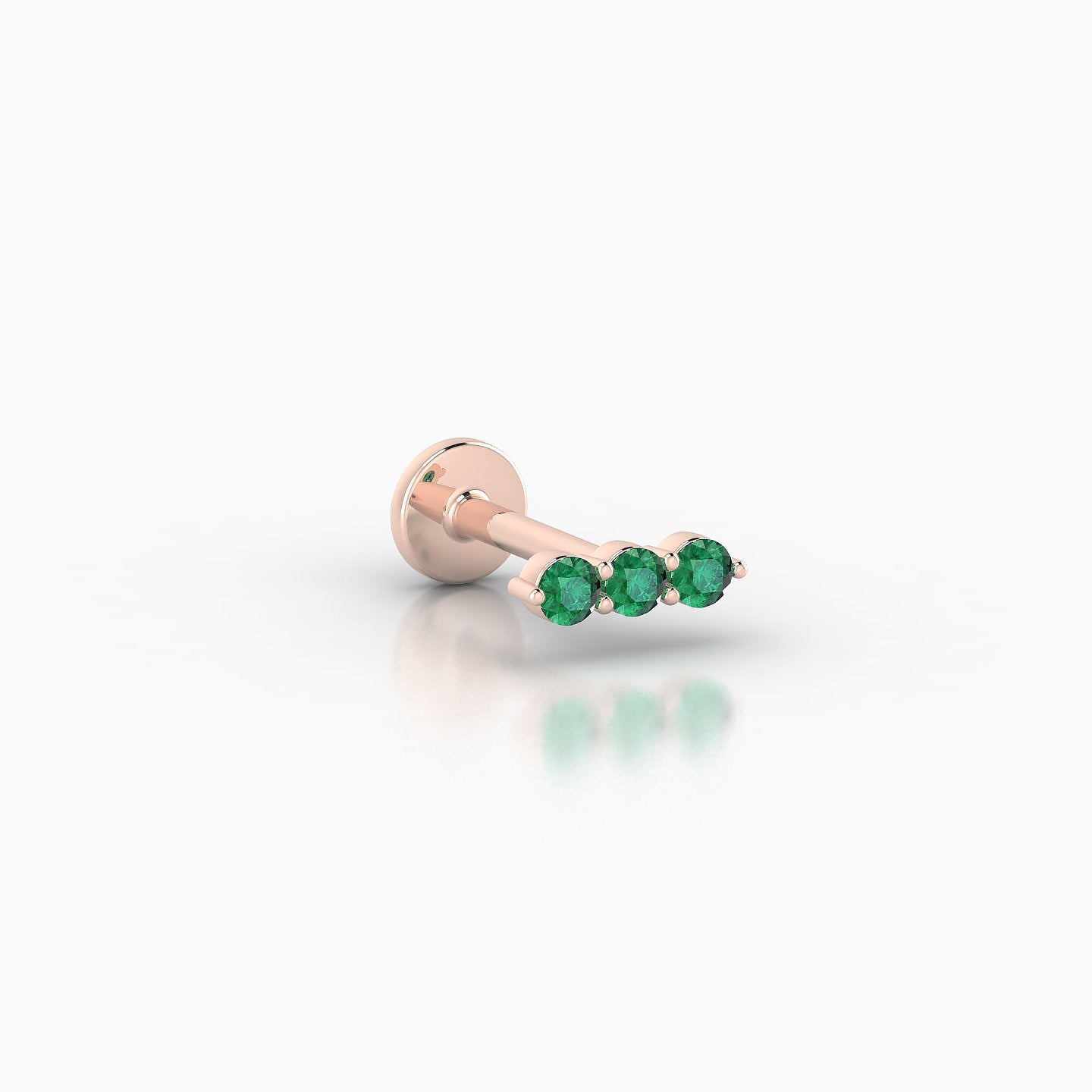 Ma'at | 18k Rose Gold 6.5 mm 6.5 mm Trilogy Emerald Piercing