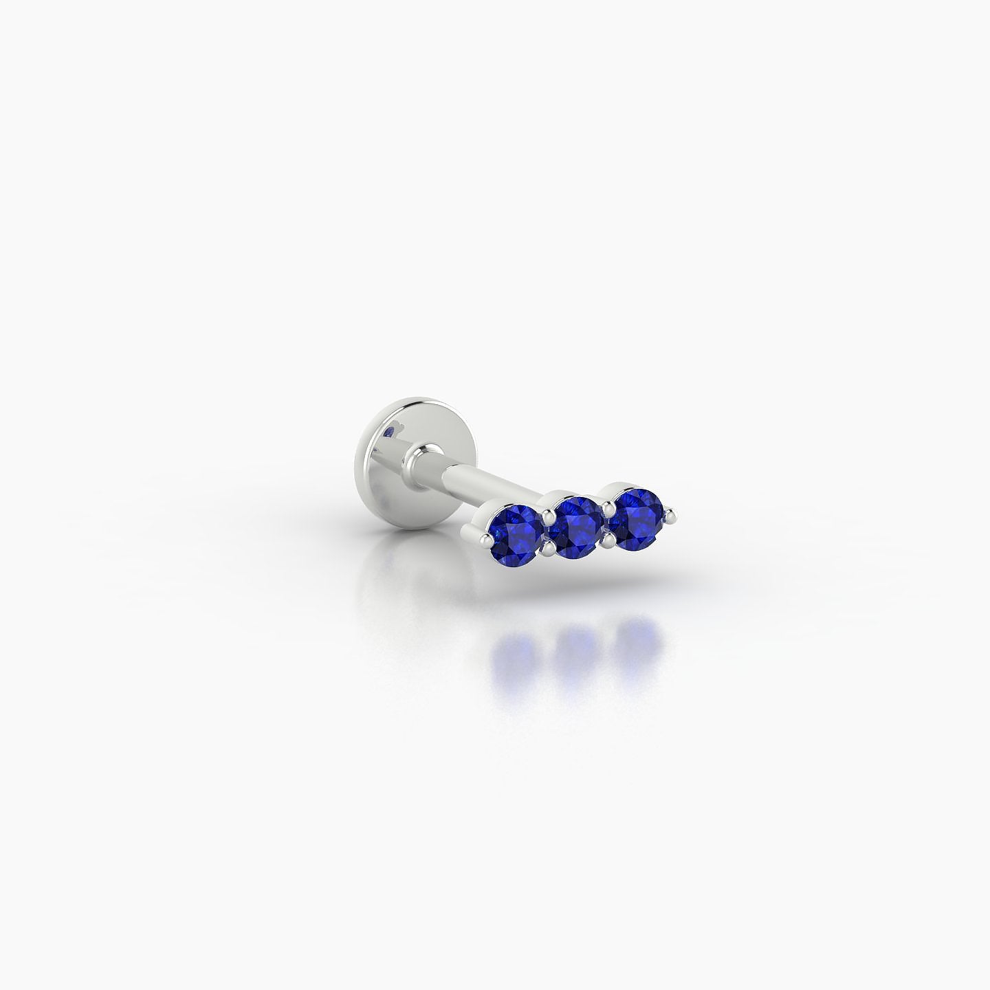 Ma'at | 18k White Gold 6.5 mm 6.5 mm Trilogy Sapphire Piercing