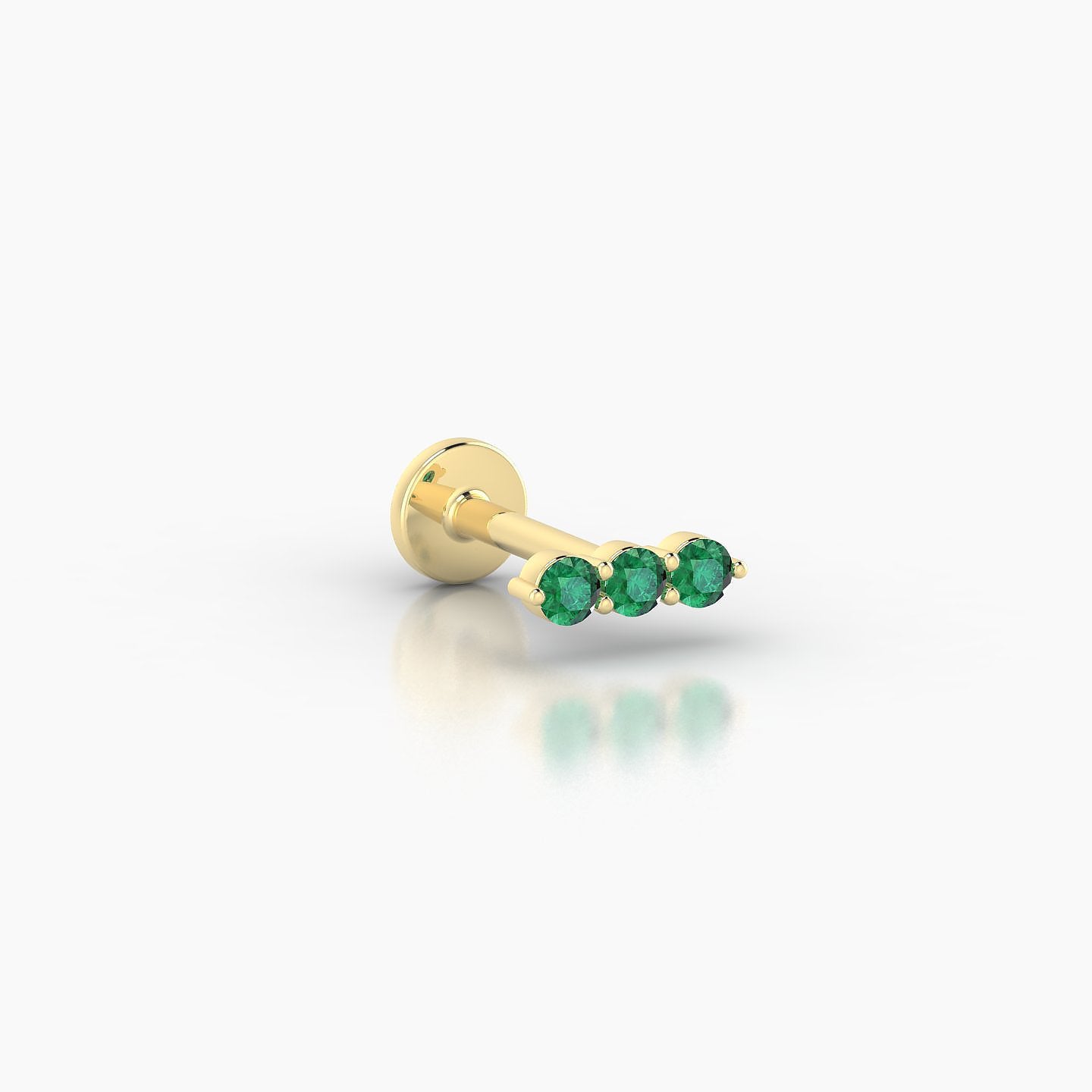 Ma'at | 18k Yellow Gold 6.5 mm 6.5 mm Trilogy Emerald Piercing