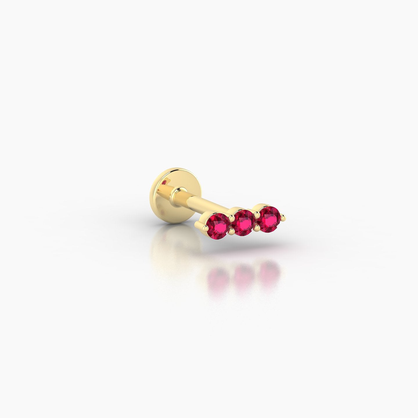 Ma'at | 18k Yellow Gold 6.5 mm 6.5 mm Trilogy Ruby Piercing