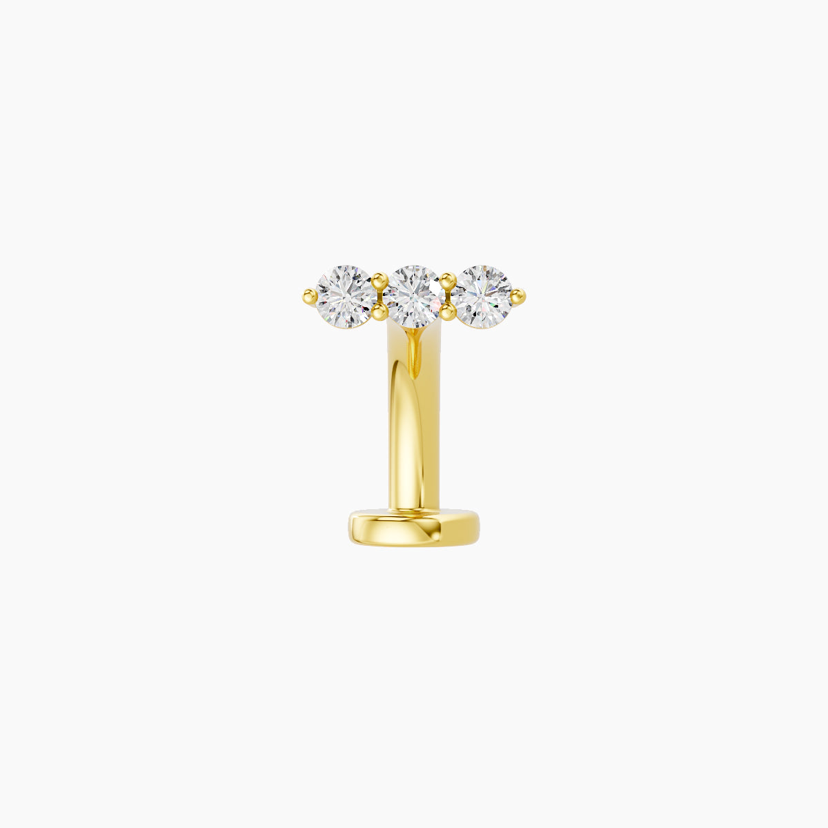 Ma'at | 18k Yellow Gold 6.5 mm 8 mm Trilogy Diamond Floating Navel Piercing