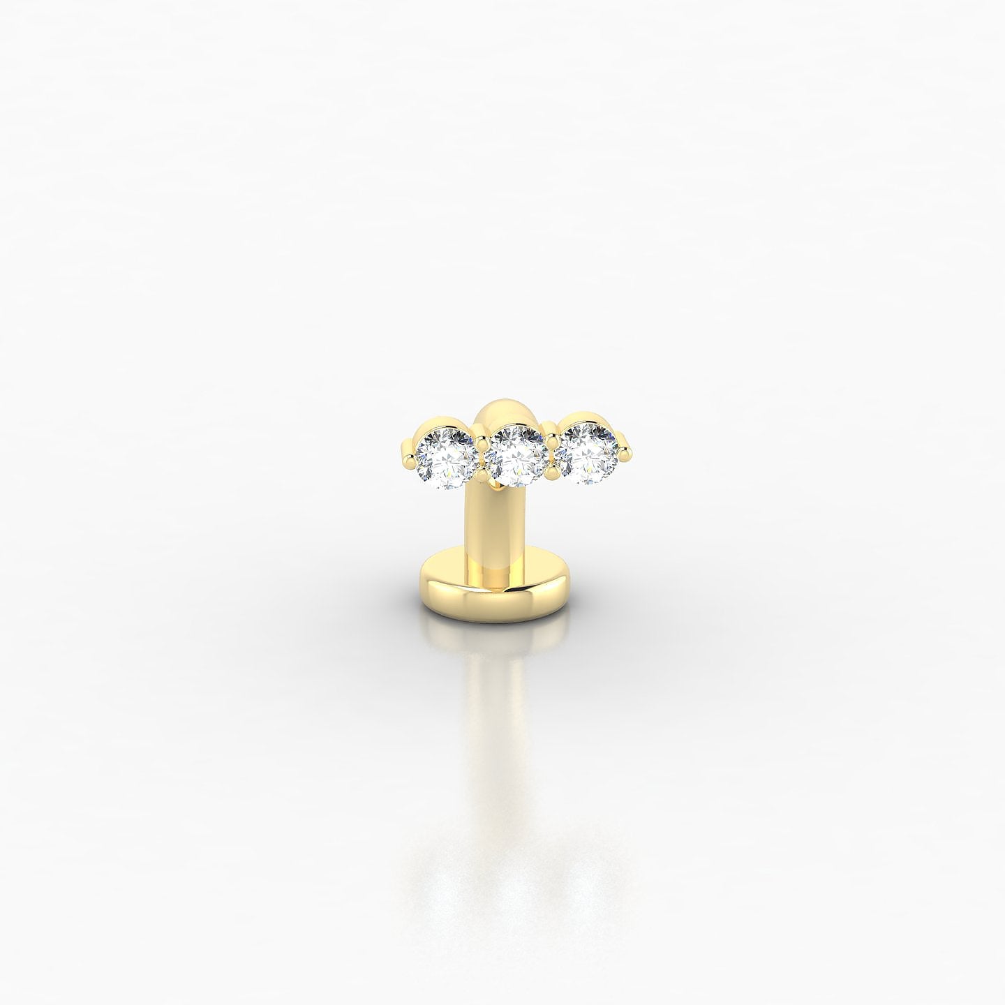 Ma'at | 18k Yellow Gold 8 mm 6.5 mm Trilogy Diamond Floating Navel Piercing