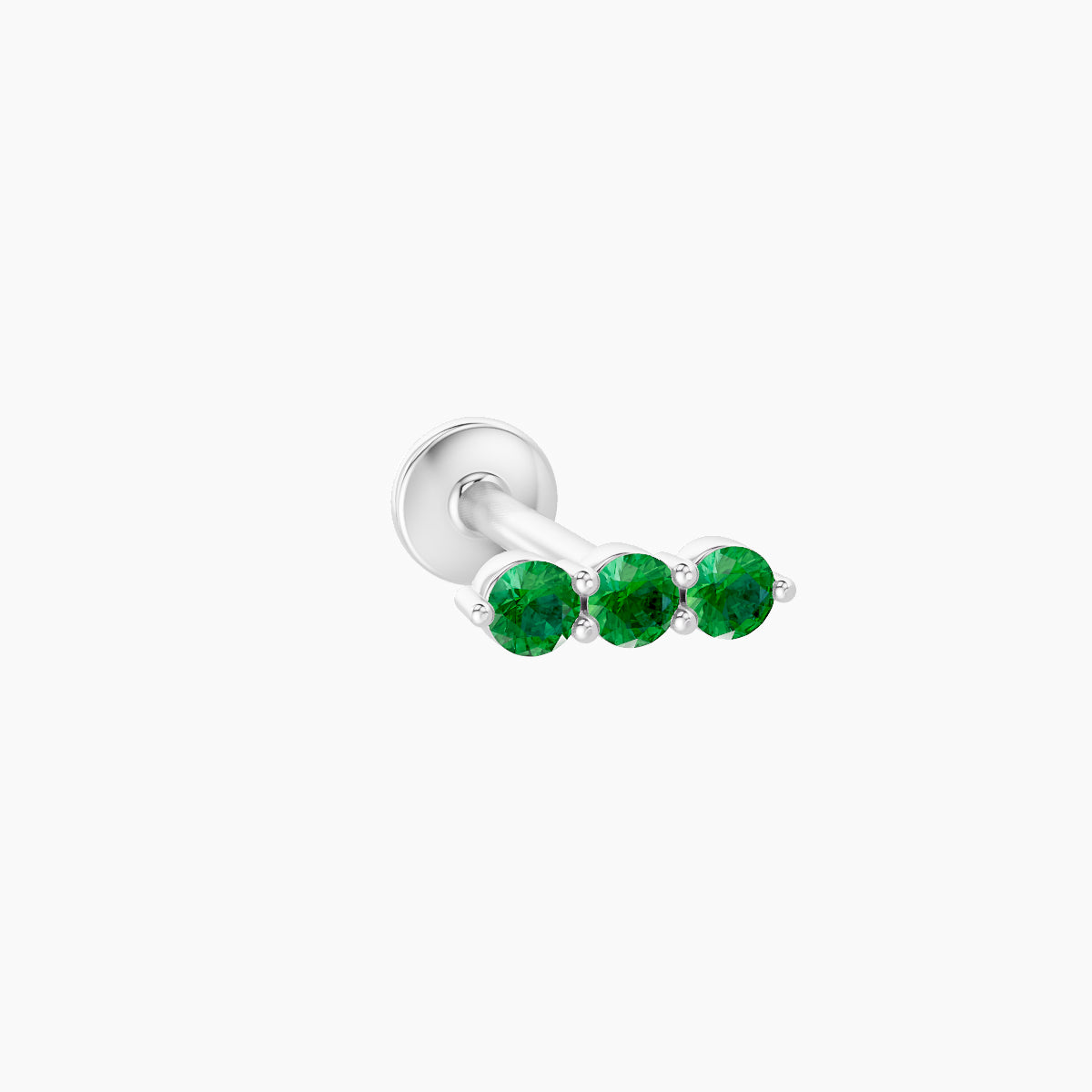 Ma'at | 18k White Gold 8 mm 6.5 mm Trilogy Emerald Piercing
