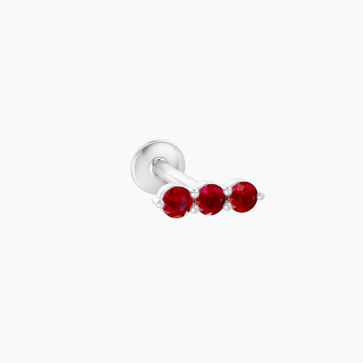 Ma'at | 18k White Gold 8 mm 6.5 mm Trilogy Ruby Piercing