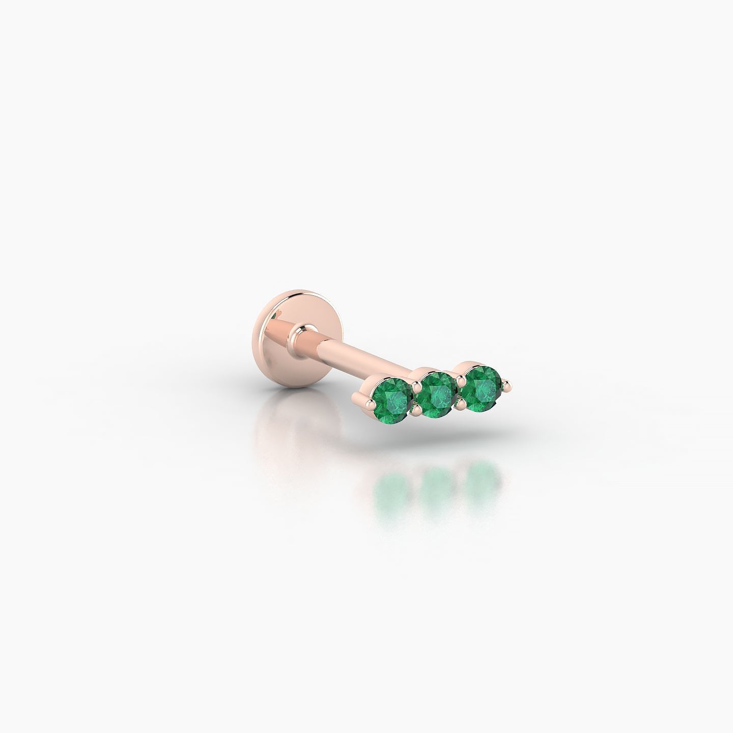 Ma'at | 18k Rose Gold 8 mm 6.5 mm Trilogy Emerald Piercing